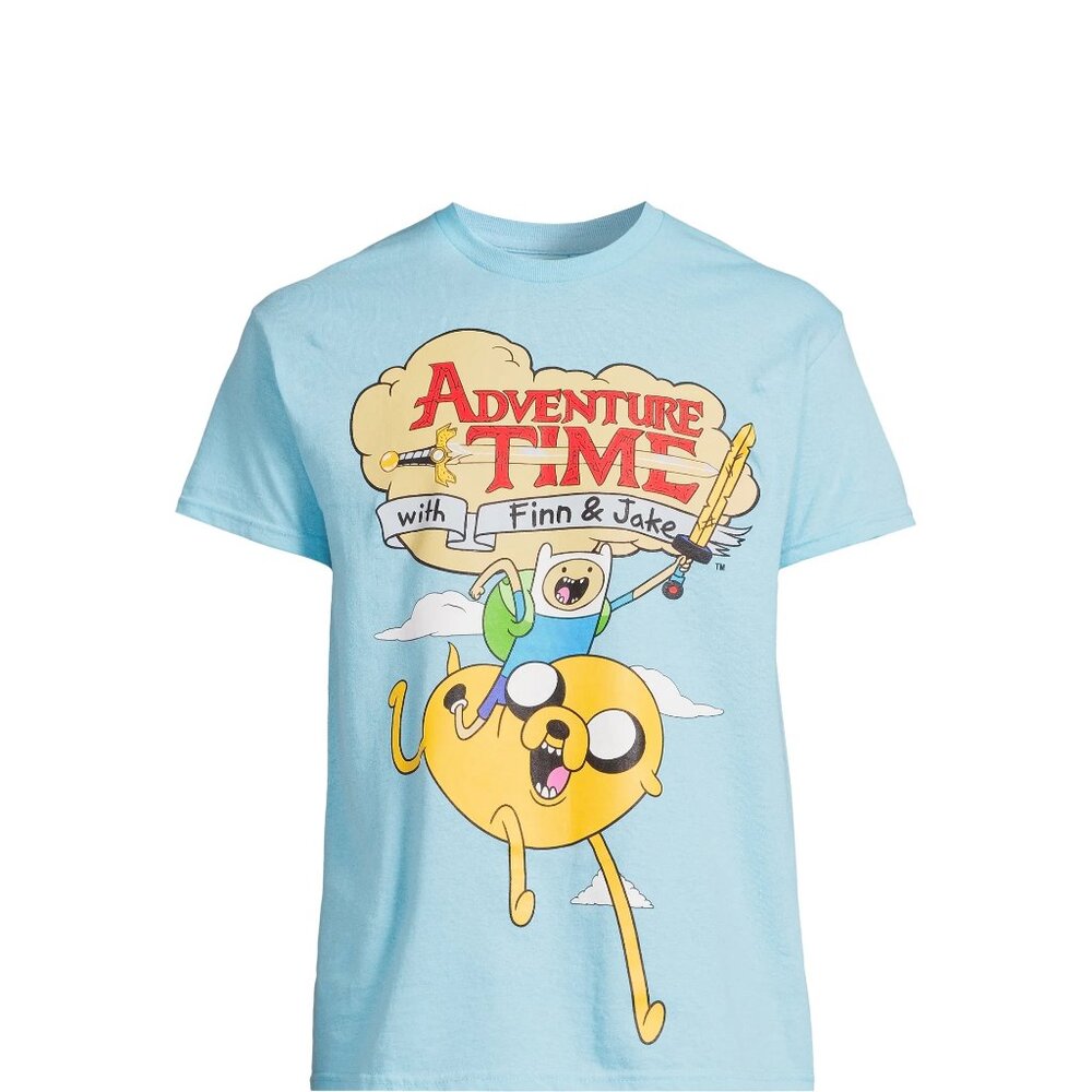 Adventure Time Blue Cotton T-Shirt Men Size L  NWT
